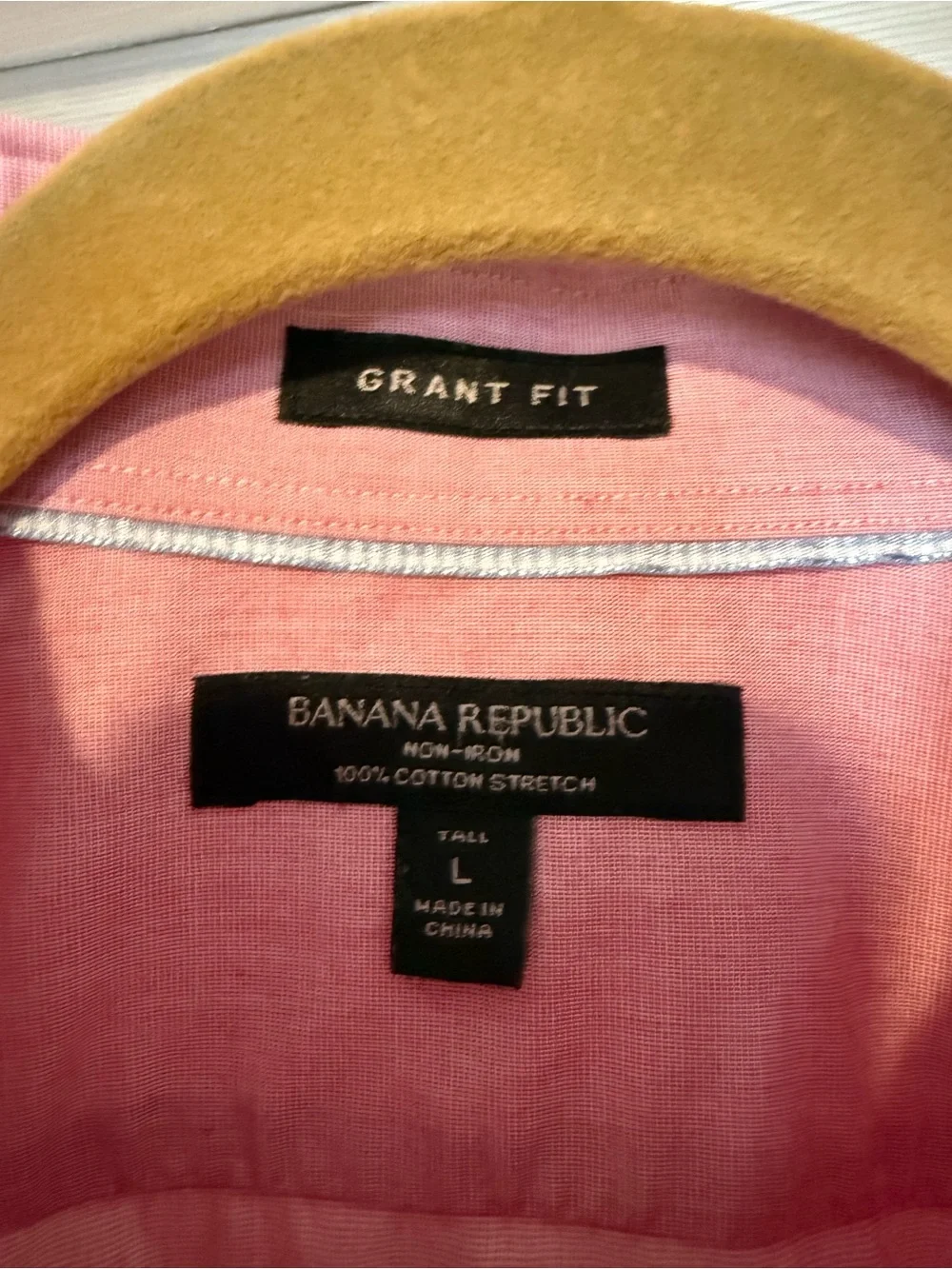 Banana Republic | Non-Iron Cotton Stretch Shirt - Grant Fit - Large Tall - Pink